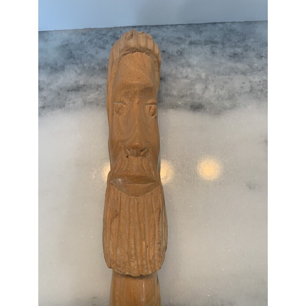Vintage Hand Carved Wood Head Jamaican Man Jamaica Artist 10" Folk Art-RARE
